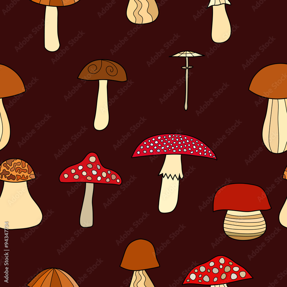 abstract vector doodle mushroom seamless pattern abstract vector doodle mushroom seamless pattern