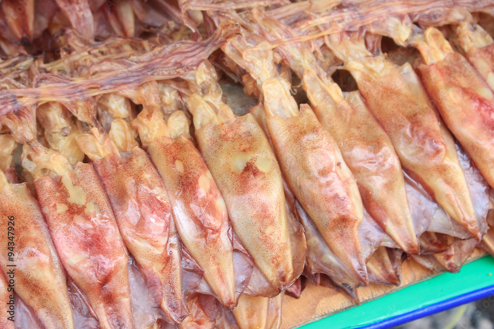 Dried squid for sale at fresh market