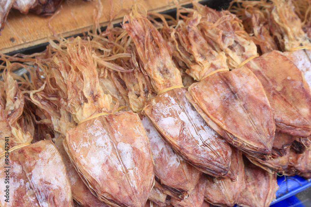 Dried squid for sale at fresh market