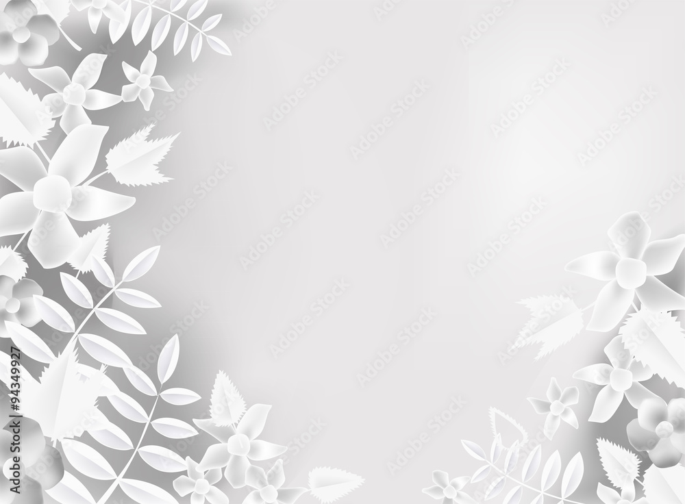 Fototapeta premium Paper background with flowers and space for text