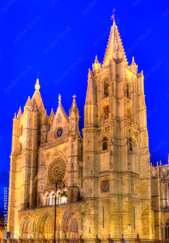 Cathedral of Leon in Castilla at Spain Cathedral of Leon in Castilla at Spain