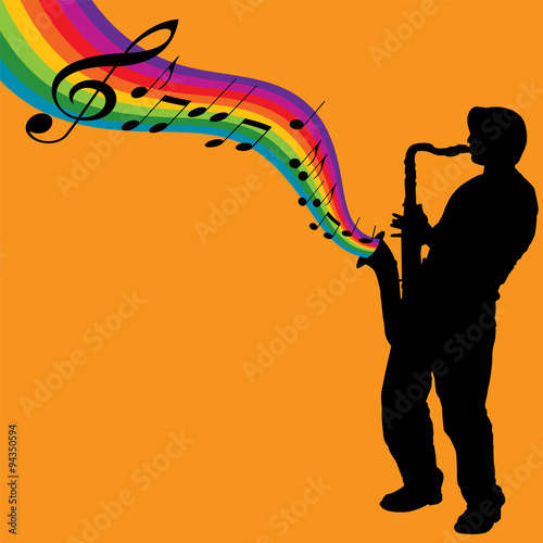 A sax player creates a rainbow of music
