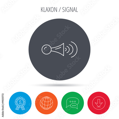 Klaxon signal icon. Car horn sign.
