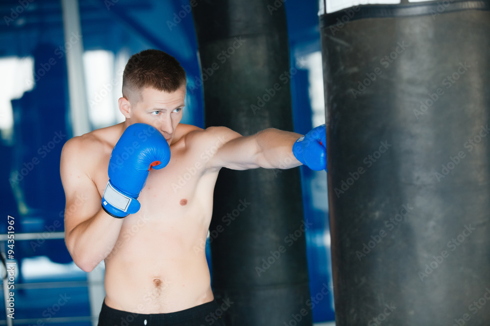 Action boxer gloves in training attitude Action boxer gloves in training attitude