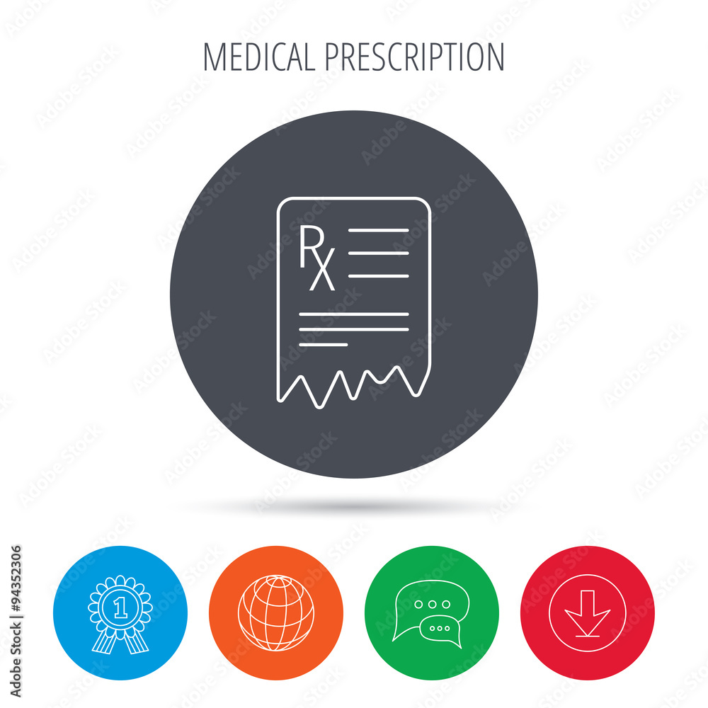 Medical prescription icon. Health document sign.