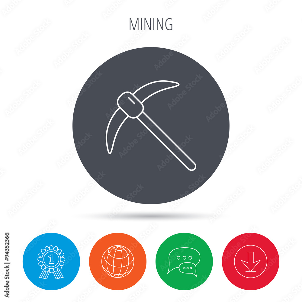 Mining tool icon. Pickaxe equipment sign. Mining tool icon. Pickaxe equipment sign.