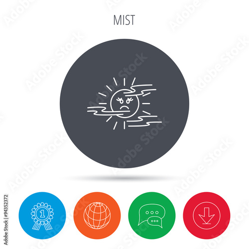 Mist icon. Fog with sun sign.