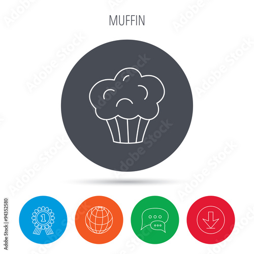 Muffin icon. Cupcake dessert sign.