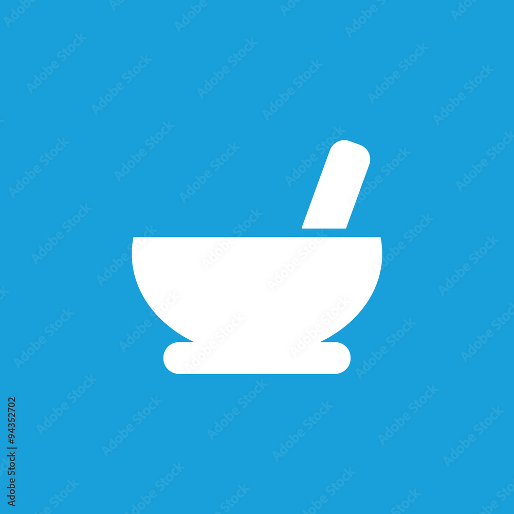 Mortar and pestle icon, white Mortar and pestle icon, white