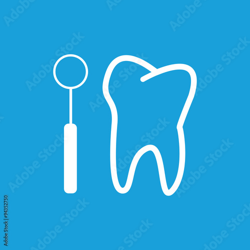 Tooth checkup icon, white