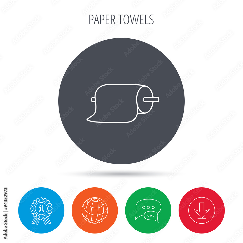 Paper towels icon. Kitchen hygiene sign.