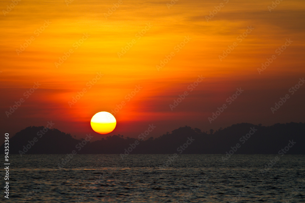 Sunset at the beach in thailand