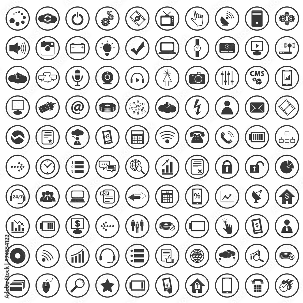 100 Hi-Tech icons set 100 Hi-Tech icons set
