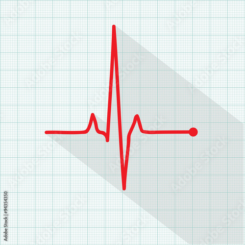 Vector pulse icon isolated over cardiogram grid