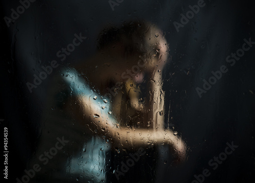 Obraz na plátně depression from abortion not povratno girls. on a dark background