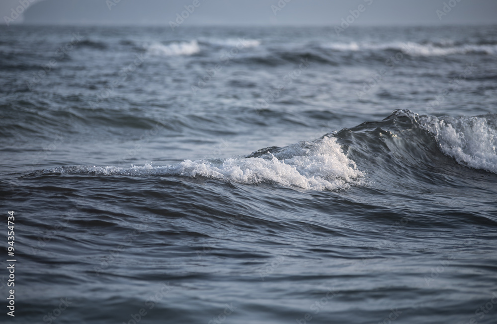 Wave with foam on focus