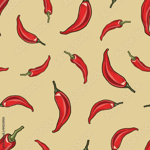Seamless chili pepper background.