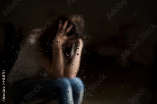 depression from abortion not povratno girls. on a dark background photo