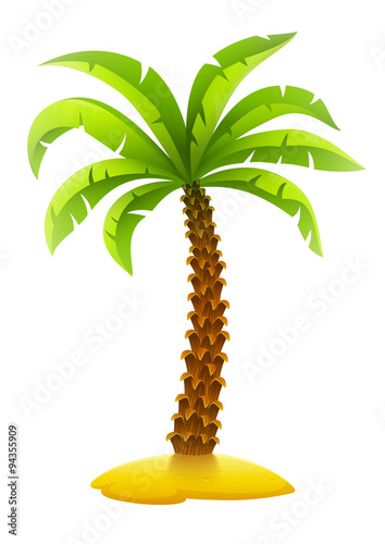 Coconut palm tree on sand island. Eps10 vector illustration.