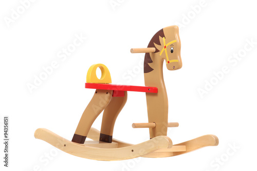 wooden rocking horse, isolated on white. Children toy