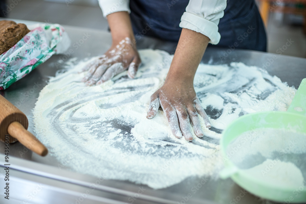 Food concept, close knead dough