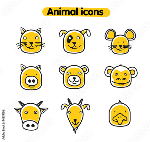 Hand drawn animal illustration - vector icons