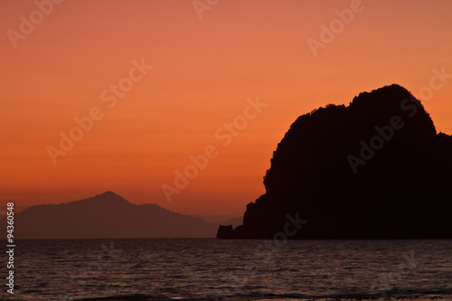 Sunset at beach in Krabi Thailand