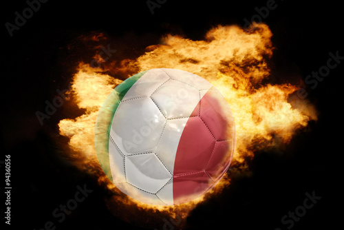 football ball with the flag of italy on fire