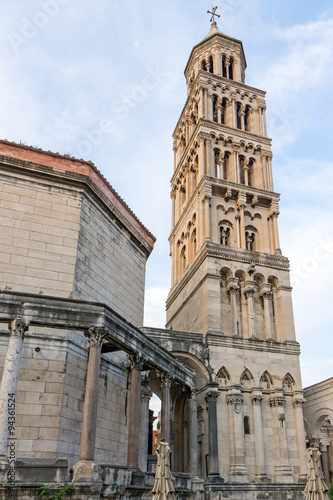 Cathedral of Saint Domnius' bell tower at the Diocletian's Palace in Split, Croatia, in the morning.