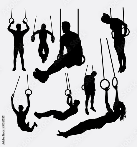 rings workout male and female sport silhouettes. Good use for symbol, logo, web icon, game elements, mascot, or any design you want. Easy to use.