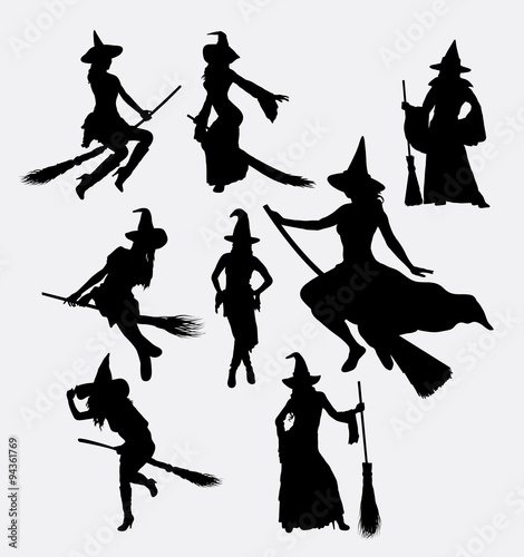Halloween witch silhouettes. Good use for symbol, logo, web icon, game elements, mascot, or any design you want. Easy to use.