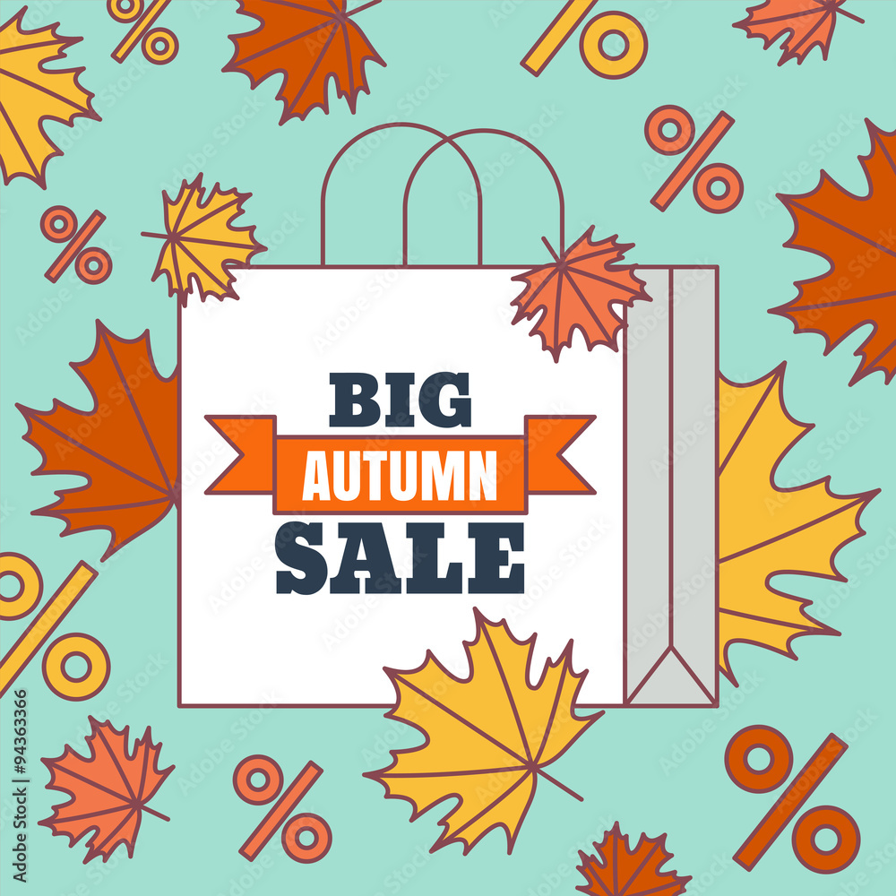 Big autumn sale flat background. Big autumn sale flat background.