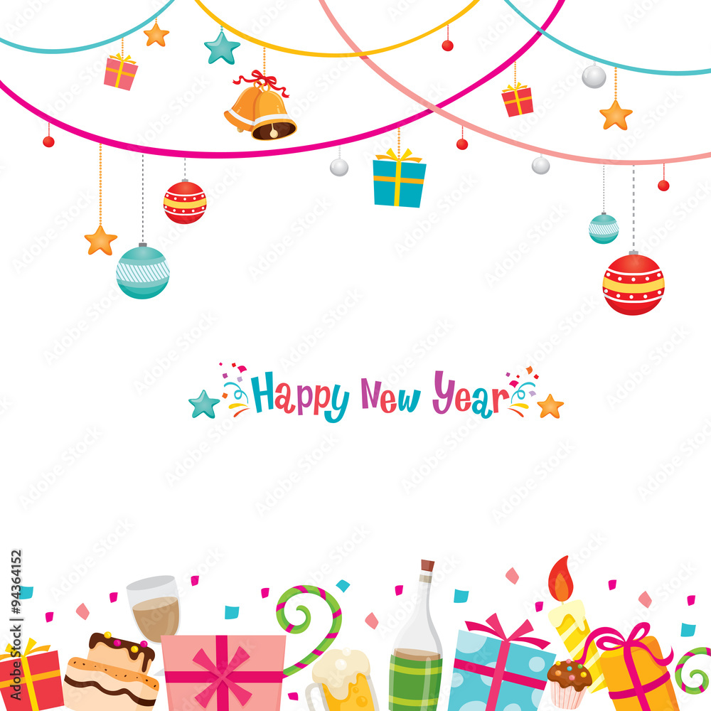 New Year Card, Happy New Year, Merry Christmas, Xmas, Objects, Festive, Celebrations