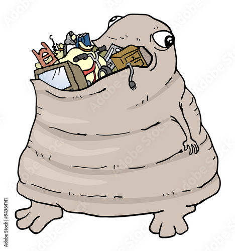 monster eating garbage