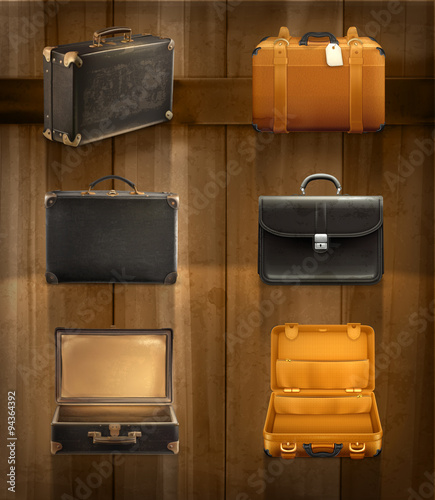 Old baggage, vector set on background
