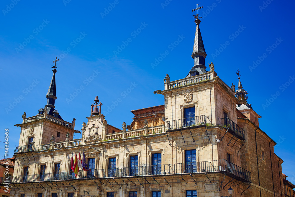Leon city hall ayuntamiento in Plaza Mayor square Leon city hall ayuntamiento in Plaza Mayor square