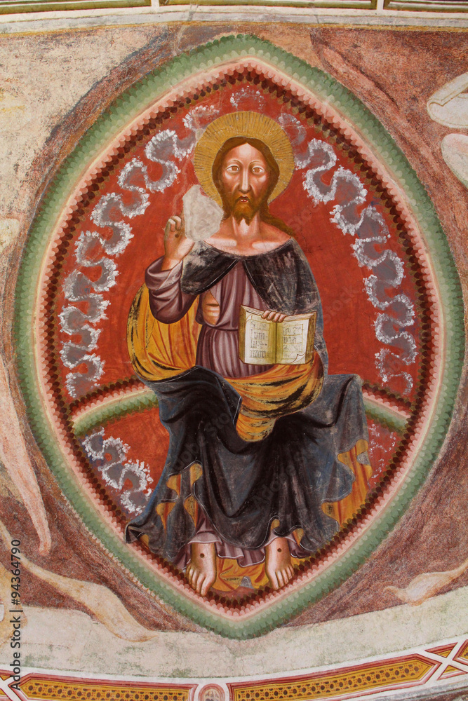Cristo benedicente; affresco; abside chiesa di Sant'Elena presso Nova Ponente