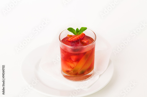 Wallpaper Mural glass compote with strawberries, apples and mint, fruit, pear, jelly, juice, isolated on a white background for the menu Torontodigital.ca