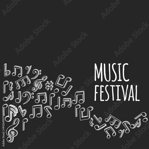 Doodle style musical notes background