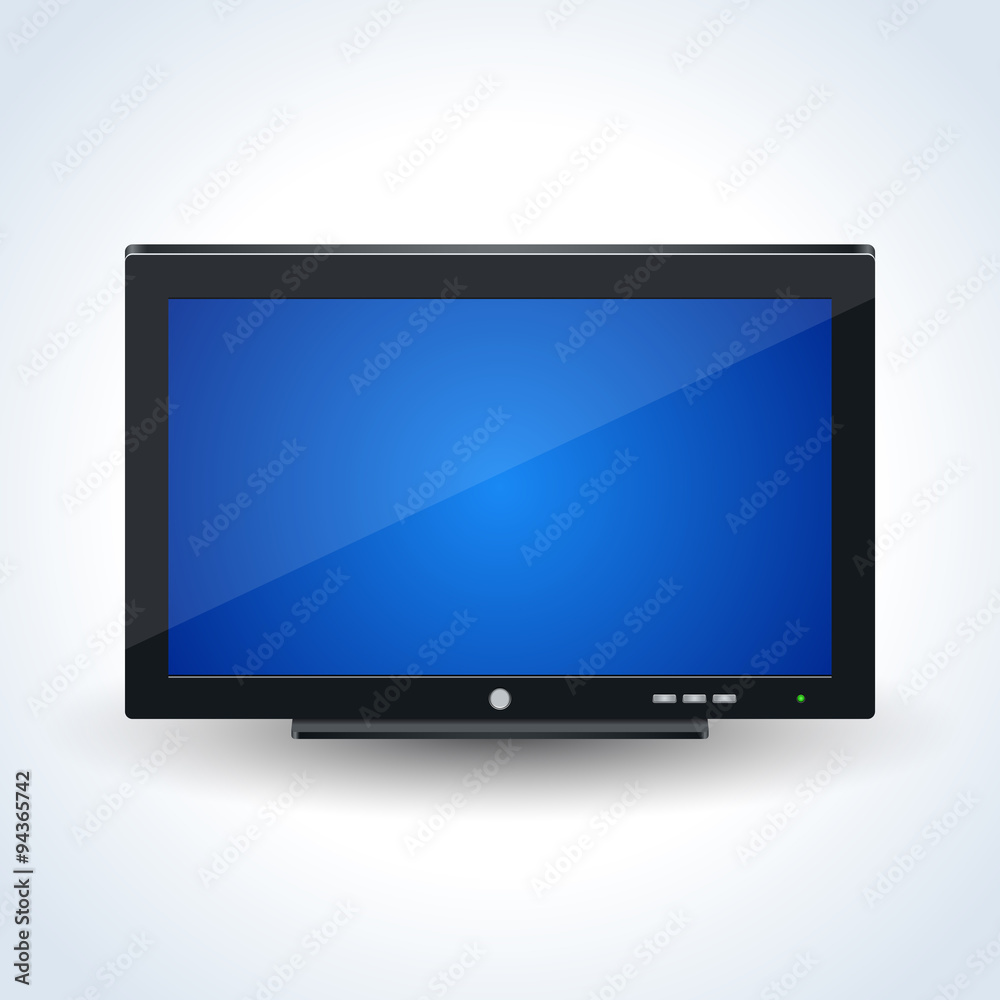 Modern wide TV set, computer desktop monitor realistic vector icon Modern wide TV set, computer desktop monitor realistic vector icon
