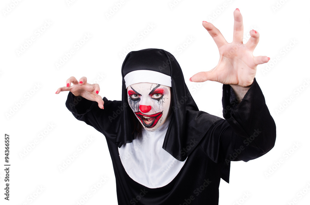 Scary nun in halloween concept Scary nun in halloween concept