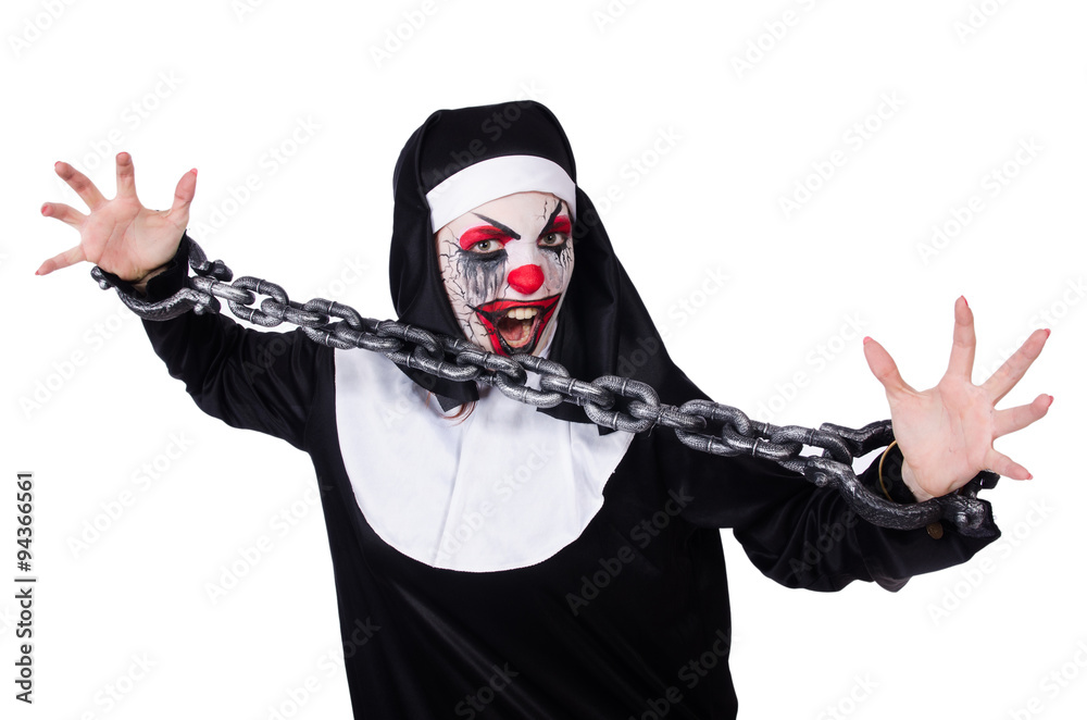 Scary nun in halloween concept