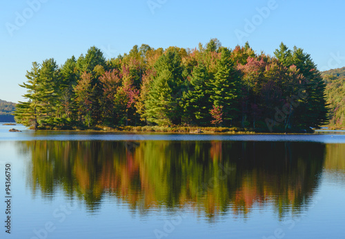 Autumn forest and lake with reflection