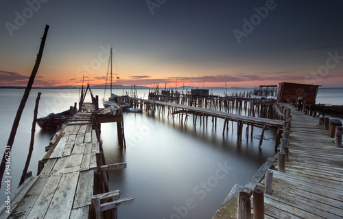 Twilight at an ancient fishing dock