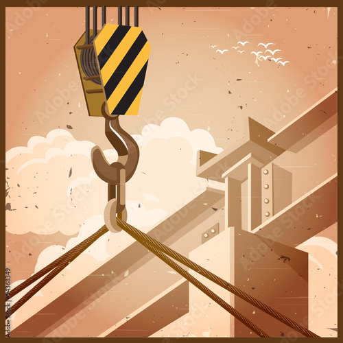 hi rise construction old poster
