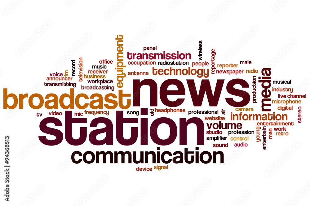News station word cloud concept News station word cloud concept