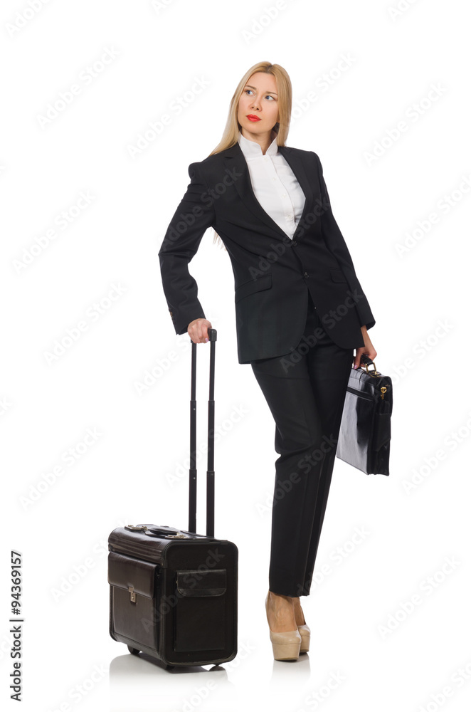 Businesswoman woman travelling with suitcase Businesswoman woman travelling with suitcase