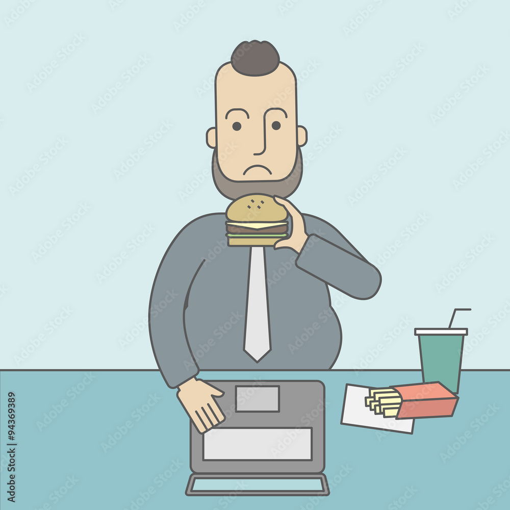 Man eating hamburger. 
