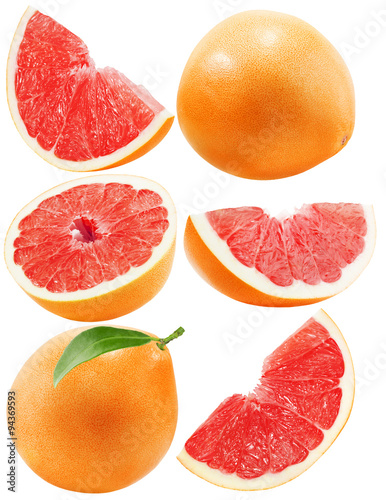 collection of grapefruit isolated on white background