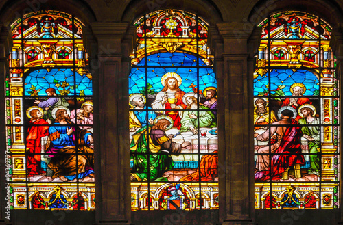 Quadro su tela Catedral de Málaga, vidriera de la Última Cena, Andalucía, España